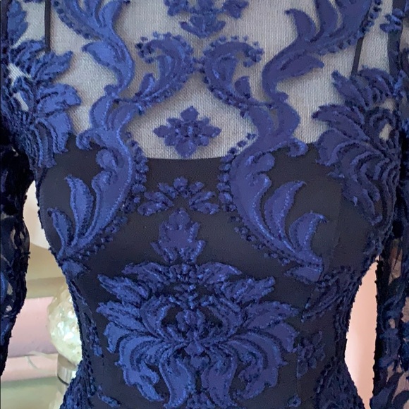 Black and blue jacquard print dress - Picture 2 of 6